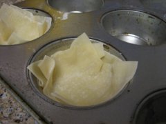 Layer Wontons in Muffin Tin 